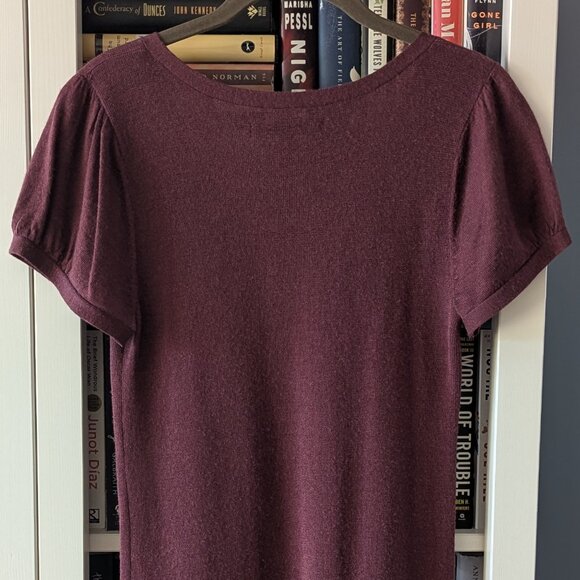 Plum-Colored Lightweight Short Sleeve Sweater / Size L - Picture 5 of 6